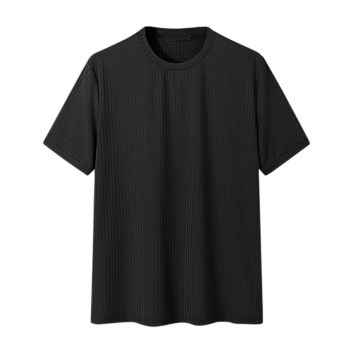 Men's Clothing Summer Trend Thin Short Sleeved Casual Knitted Sweater Elastic Loose Round Neck T Shirt_viptrois.com