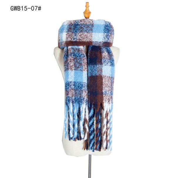 Unisex Scarf Polyester check coarse fringe scarf for women thickened shawl_viptrois.com