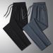 Men's Lightweight Breathable Jogger Pants - High Waist Loose Fit Elastic Waistband Casual Trousers For Summer, Black Grey Blue (Straight & Tapered Leg_viptrois.com