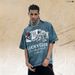 Summer New American Style Trendy Brand Washed Vintage 300g Short Sleeve Loose Drop Shoulder T-Shirt For Men_viptrois.com