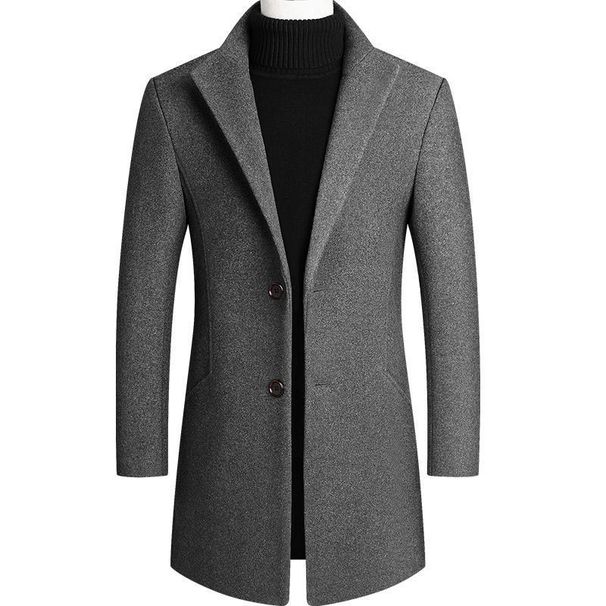 Pulse 2024 New Autumn Winter Casual Slim Fit Dragon And Phoenix Trench Coat Mid-Length Woolen Men's Clothing_viptrois.com