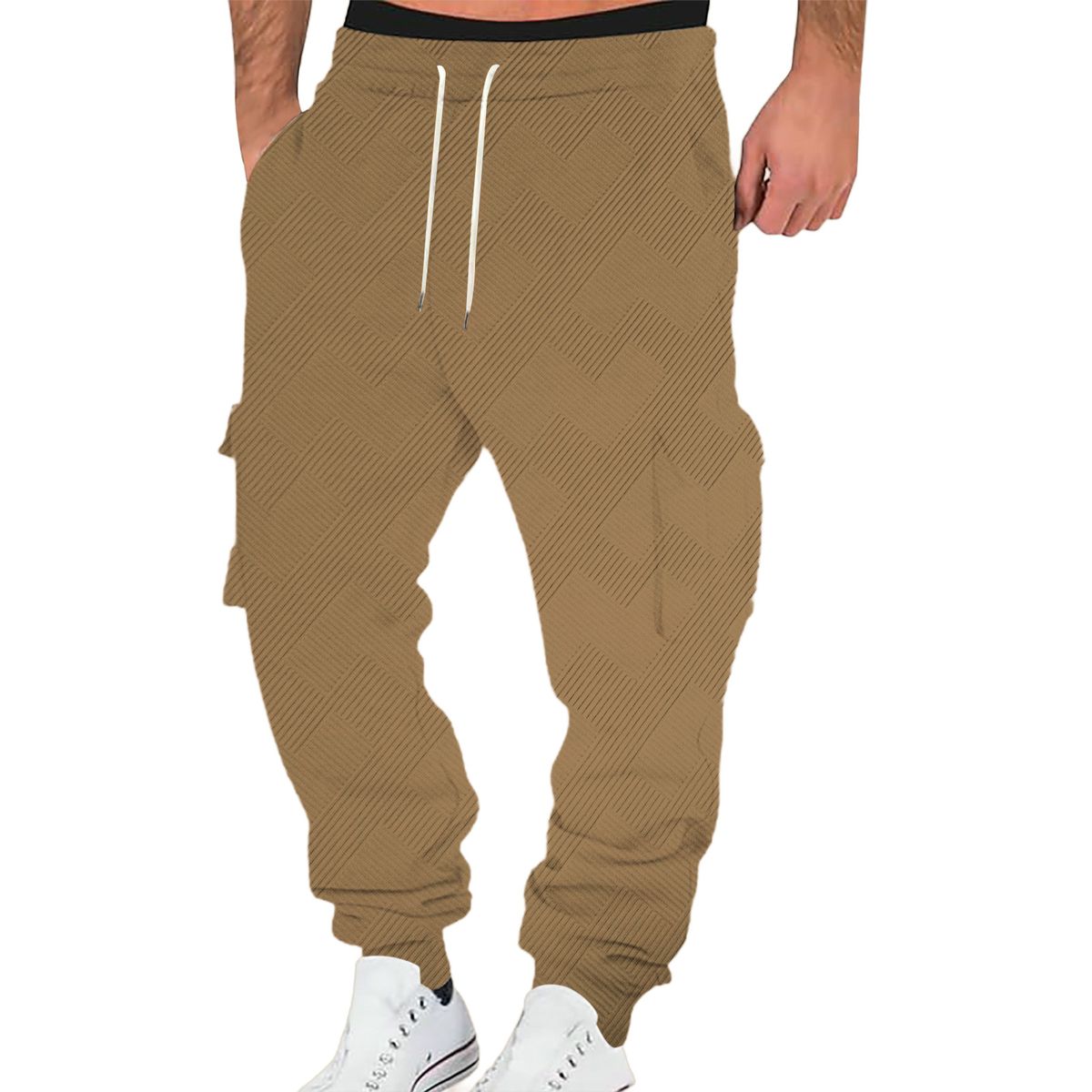 Men's Casual Jacquard Drawstring Pants - Comfortable & Stylish Wide Leg Trousers For Everyday Wear_viptrois.com