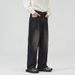 "Men's Vintage Washed Straight-Leg Jeans – Korean Streetwear Loose Fit Denim Pants (S-XXXL, Light Blue/Black/Vintage Wash)"_viptrois.com