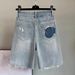Men's Clothing Colorful Diamond Studded Ripped Denim Shorts Summer New High Waist Loose Breeches For Women_viptrois.com