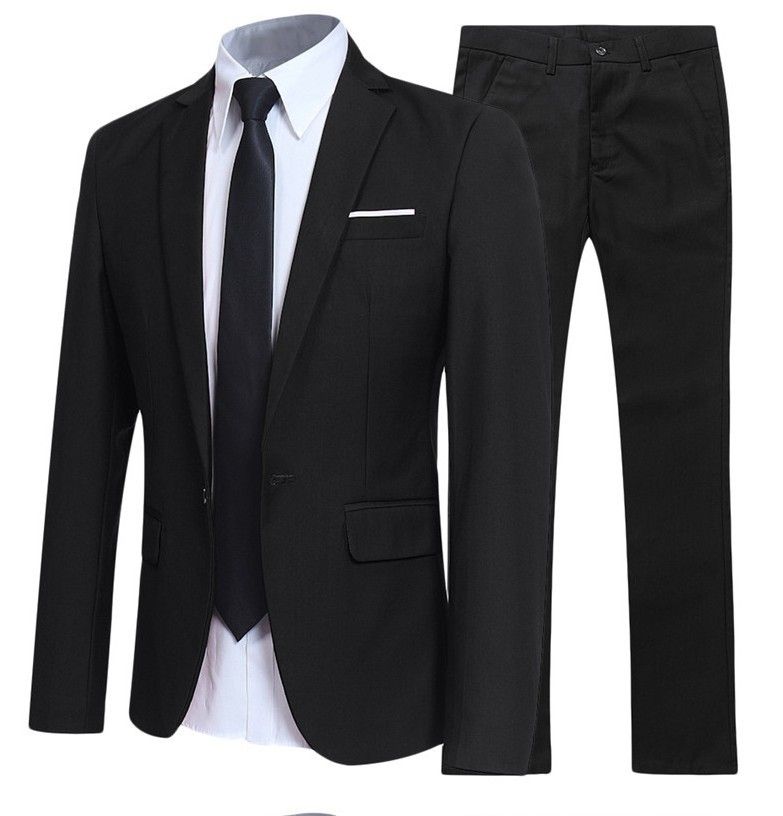 Men's Clothing Four Seasons New Business Professional Formal Suit Groom And Best Man Solid Color Two Piece Suit For Men_viptrois.com