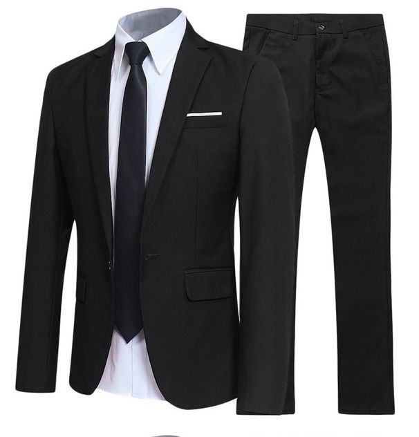 Men's Clothing Four Seasons New Business Professional Formal Suit Groom And Best Man Solid Color Two Piece Suit For Men_viptrois.com