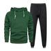 Autumn And Winter Solid Color Sweater Men's Kangaroo Hood Hooded Loose Casual Sports Trousers Two-piece Trendy_viptrois.com