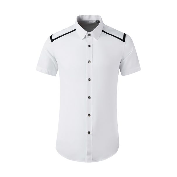 Men’s Short-Sleeve Shirt – Shoulder Strap Detail, Slim Fit, Breathable Cotton Blend, Minimalist Streetwear_viptrois.com