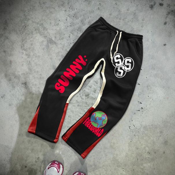 Men's Clothing New Cross Border Men's Trendy Brand Letter Print High Street Casual Pants For Sports Export_viptrois.com