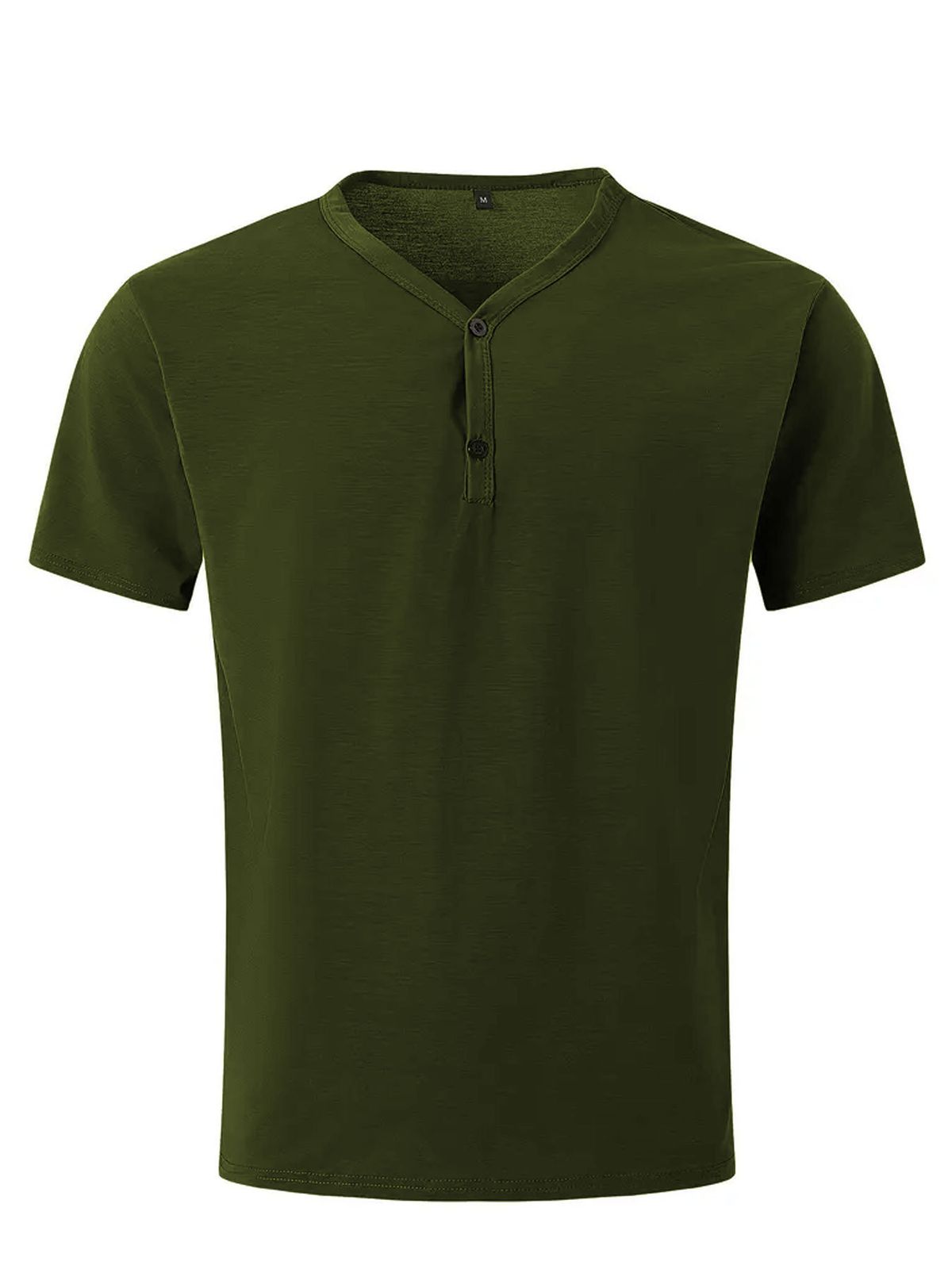 Men's Clothing Men's European And American Solid Color V Neck Breathable Perspiration Leisure Sports Light Regular Short Sleeved T Shirt_viptrois.com