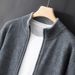Loom Loom 2024 High-End Fashion Cardigan Men Stand Collar Zipper Color Block Thickened Business Casual Sweater Knitted Jacket_viptrois.com