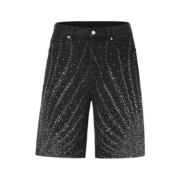 Men's Clothing European And American High Street Foreign Trade Best Selling Ins Feng Shui Washed Diamond Denim Cropped Pants Shorts Jeans_viptrois.com