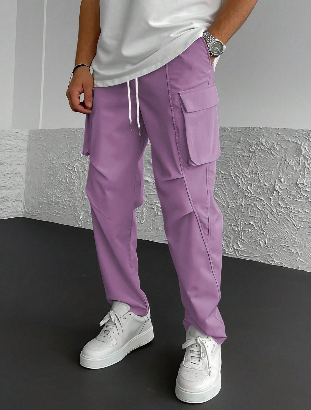 Men's Clothing Overalls Pocket Drape Straight Pants_viptrois.com