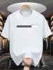 100% Algodão Masculino Verão Tamanho Solto Paris Carta Gráfico Impresso Fino Ajuste Casual Esportes Em Torno Do Pescoço Manga Cu_viptrois.com