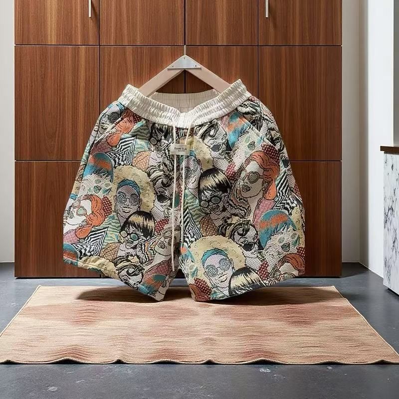 Fashionable Printed Men's Shorts Summer Style Trendy Unique Pattern Loose Fit Casual Wide Leg Five Point Pants Suitable For Wearing Outside_viptrois.com