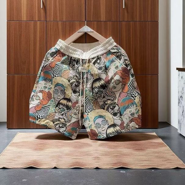 Fashionable Printed Men's Shorts Summer Style Trendy Unique Pattern Loose Fit Casual Wide Leg Five Point Pants Suitable For Wearing Outside_viptrois.com
