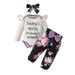 Mother&Kids Baby long sleeve triangle clothing + pants + headscarf 3 sets baby letter flying sleeve top flower pants_viptrois.com