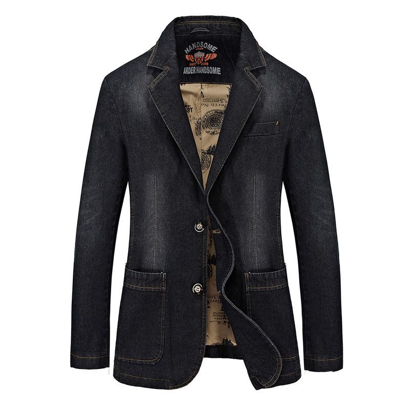 CT 2017 New Spring And Autumn 95% Cotton Casual Denim Blazer Men's Slim Fit Thin Jacket Plus Size 9758_viptrois.com