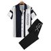 Men's Summer Patchwork Short Sleeved Shirt Set Black And White Casual Straight Leg Trousers Two-Piece Factory Wholesale_viptrois.com