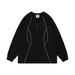 Vibe Trendy Loose Round Neck Sweatshirt Spring Autumn Men's Niche Design Line Split Patchwork Pullover_viptrois.com