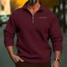 Pure Pure 2025 Independent Station Plus Size Winter Fleece Half-Zip Stand Collar Pullover Solid Color Casual Sweatshirt Men's_viptrois.com