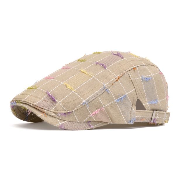 Fresh Plaid Beret British Style Forward Casual Artist Trendy Duckbill Cap For Women_viptrois.com