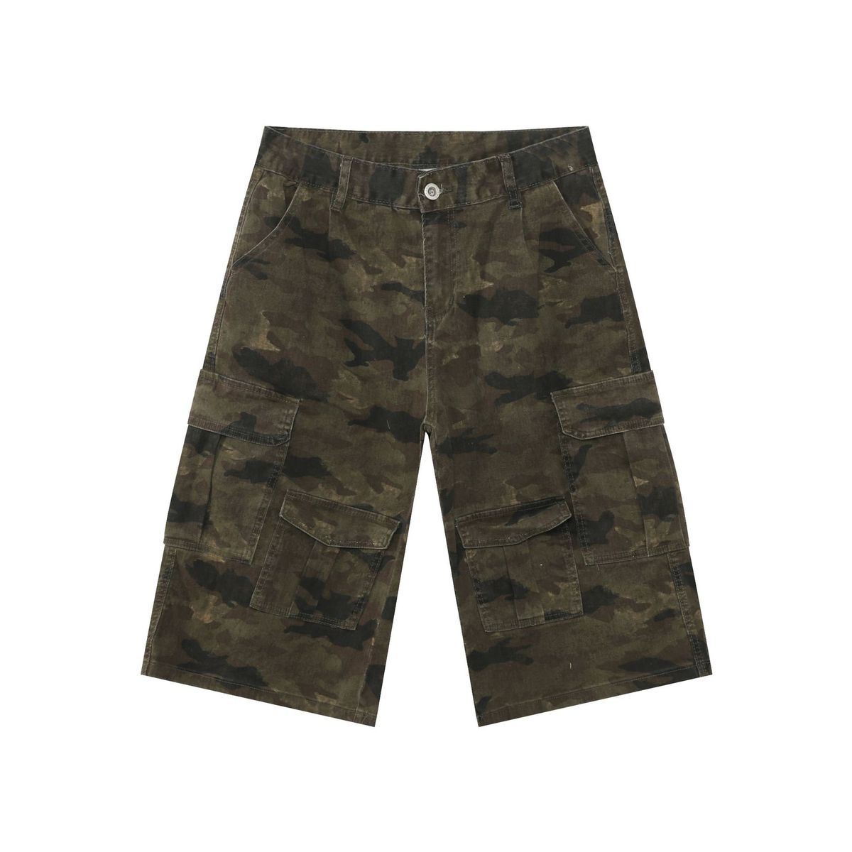 Wide Leg Cropped Trousers With Multiple PocketsSlightly Elastic Overalls, All Match Straight Trousers_viptrois.com