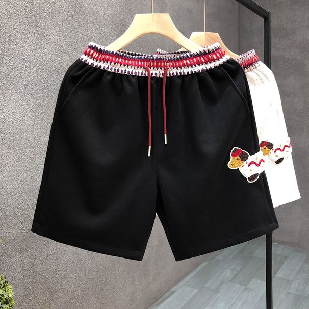 Men's Style Dachshund Embroidered Five Point Pants Summer Color Blocking Retro Loose Fit Casual Sports Shorts_viptrois.com