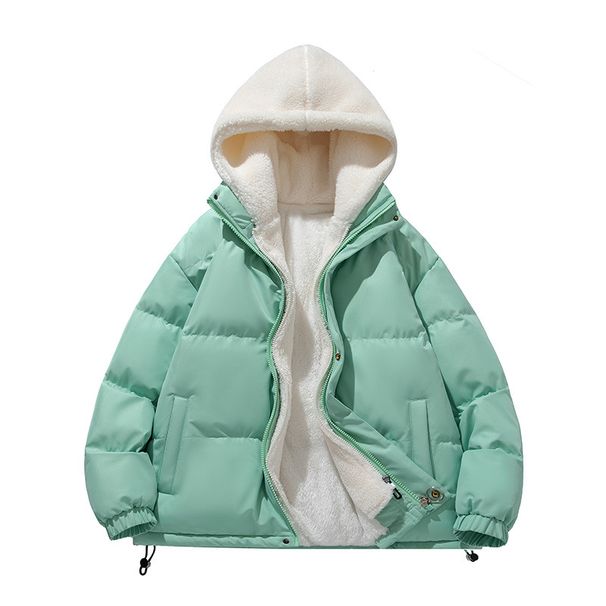 Fake Two-piece Cotton-padded Jacket Men's Hooded Cotton-padded Jacket Loose Couple Lamb Wool Cotton-padded Jacket_viptrois.com