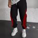 Men's Color Block Sweatpants, Straight Leg Joggers With Contrast Panels, Casual Athletic Pants For Gym & Streetwear_viptrois.com