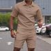 Men's Clothing Pure Color Fashion Casual Men's Short Sleeved Suit_viptrois.com