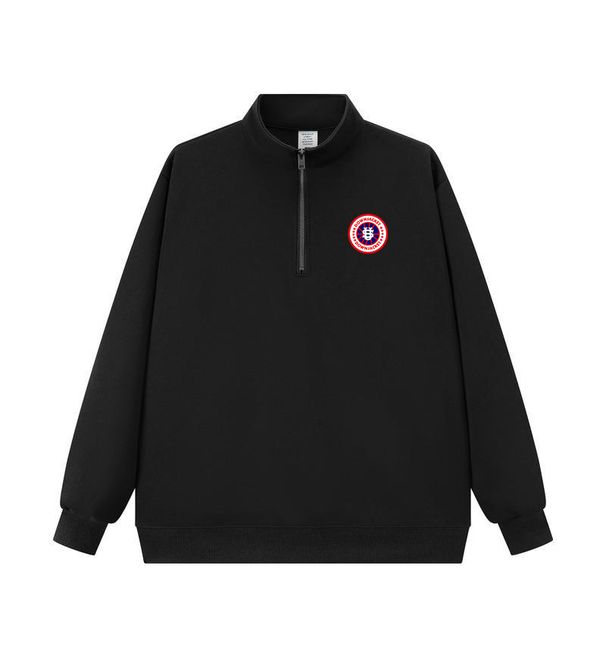 Men's Clothing 320g Stand Up Collar Half Zip Sweatshirt Men's Loose Fit With Badge, US Map, Versatile Trendy American Style Top Wholesale_viptrois.com
