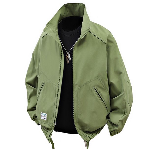 Spring And Autumn New Collection Collar Solid Color Long Sleeve Work Jacket, Trendy Men's Casual Personalized Top_viptrois.com