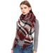 Unisex Bib 48 fine yarn women's shawls wine red plaid square scarf scarf_viptrois.com