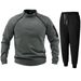 Men's Stand Collar Fleece Tracksuit Set - Soft Coral Fleece Zip-Up Jacket & Joggers For Casual & Streetwear (White, Blue, Gray, Olive, Black)_viptrois.com