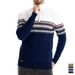 Men's Half-Zip Cotton Sweater - Slim Fit, Stand Collar, Color-Blocked Knit, High Elasticity (Navy/Khaki/Gray/White/Denim Blue)_viptrois.com