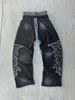 2025 Hip-Hop Drawstring Casual Loose Wide-Leg Double-Waist Long Pants, High Street Black White Green_viptrois.com
