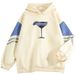 American Style Color Block Sweatshirt For Men, Loose Fit, Niche Design With Wine Glass Print, Pullover Outerwear, Cool_viptrois.com