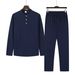 Men's Clothing Single Breasted Long Sleeved Suit Autumn And Winter Solid Color Loose Pullover Long Sleeved Trousers Suit Men_viptrois.com