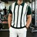 Striped Collared Short Sleeved Knit Sweater Thin Style Summer Men's Top_viptrois.com