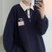 Men's Waffle Knit Polo Shirt Trendy Loose Retro Casual Collared Jacket Spring Fashion For Men_viptrois.com