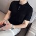 Summer Men's Ice Silk Cotton Polo Shirt Hollow out Pattern Lapel Short Sleeved Cool And Breathable T-Shirt_viptrois.com