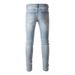 Loom Foreign Trade European And Style Ripped Rhinestone Jeans For Men, Mid-Stretch Youth Men's Skinny American Fashion Casual_viptrois.com
