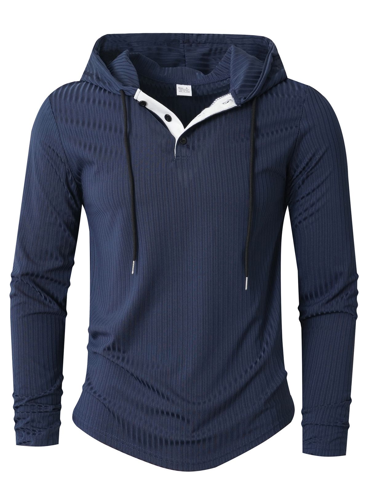Men's Slim-Fit Hooded Sweatshirt – Lightweight Long-Sleeve Pullover With Button Detail (Gray, Charcoal, Navy) – S-XXXL_viptrois.com