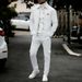Men's Waffle-Knit Workwear Set - Solid Color Button-Up Shirt Jacket With Utility Pants, Casual Lounge & Streetwear Outfit_viptrois.com