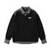 Two-Piece Sweatshirt With Turn-Down Collar, Patchwork Plaid Design, Spring And Autumn Men's Polo Shirt, Long Sleeve_viptrois.com