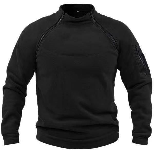 K Stand Up Collar Hoodie For Warmth, Loose Fit, Solid Color, Outdoor Warmth, Breathability, Tactical Men's Clothing_viptrois.com