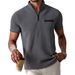 Men's Summer Polo Shirt With Stand Collar & Zipper Detail, Short Sleeve Checkered T-Shirt, Casual Slim Fit Breathable Top_viptrois.com