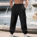 Men's Clothing Autumn And Winter Plus Velvet Heavy Drawstring Loose Casual Sports Multi Pocket Workwear Trousers_viptrois.com