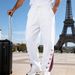 Heavyweight Men's Casual Trousers Loose Fit Hip Hop Style Button Down Color Blocked Sporty Straight Leg For Spring And Autumn_viptrois.com